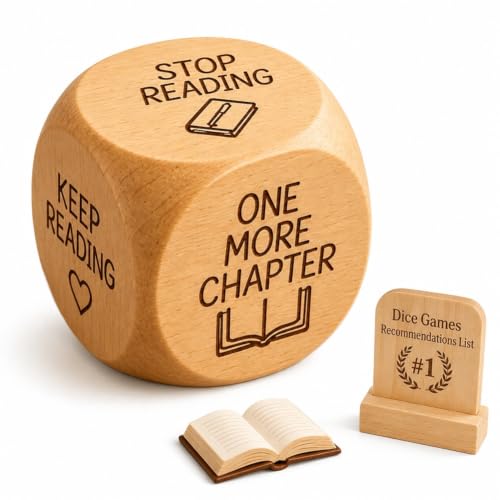 Wooden Reading Decision Dice 6-Sided Wood Dice Engraved Quotes Prompt Meditation Reading Time Choice Maker Fun Stress Relief Art Exercise Classroom Must Haves Cool Desk Gadgets Book Lovers Gift(1pc)