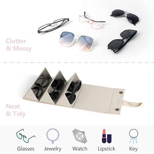Image of Sunglasses Travel Case,Foldable Eyeglasses Case, Portable Multiple Glasses Case for Women Men Girls
