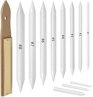 LEOBRO 11 Pieces Artist Blending Stump and Tortillion Art Blender Set with 1 Pcs Sandpaper Pencil Sharpener Pointer for Student Sketch Drawing