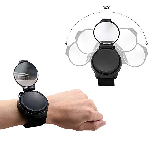 Andoer Espelho de ciclismo Faixa de pulso de condução Espelho retrovisor giratório para motociclista