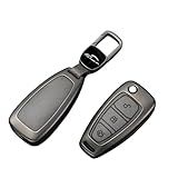 Grey Car Key Cover for Ford Focus Fiesta Kuga Tourneo Transit Connect Custom Courier Puma Galaxy C-Max S-Max 3 Buttons Flip Folding Key Fob