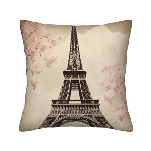 Housse de coussin velours côtelé Tour Eiffel pour rénover un canapé - 2
