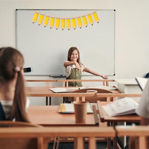 Oeyliz Back to School Pencil Banner Pencil Garland Classroom Decor DIY Pencils Banner First Day of School Photo Props Back to School Pencils Themed Classroom Teacher Office Party Decorations — view 6