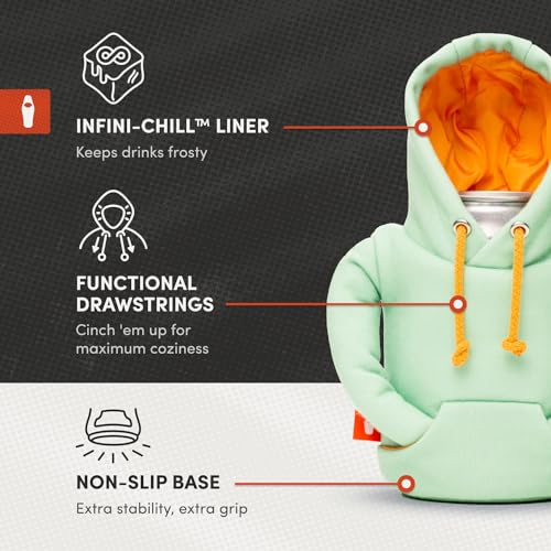 Puffin - The Hoodie Sweatshirt - Insulated 12 oz Can Cooler I Beer Bottle & Soda Can Insulator, Keep Drinks and Beverages Cold - Woodsy Camo/Puffin Red - Thumbnail 6