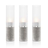 Abnehmbares Glas Blomus Windlicht, Edelstahl, Beton, 5 x 5 x 20.5 cm, 3-Einheiten