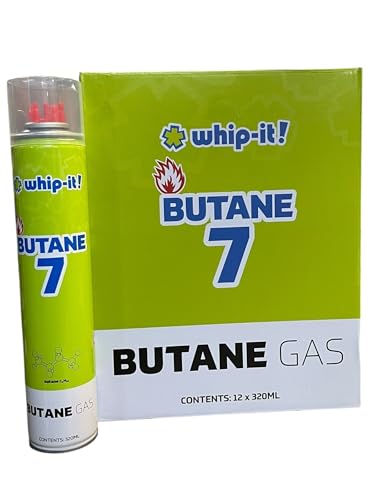 Whip-It! Purified Butane 7X Torch Lighter Refill with 5 Universal Plastic Tips 320ml Each 12 Cans