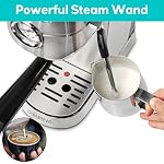 CASABREWS Espresso Machine 20 Bar Compact Espresso Maker with Steam Milk Frother Stainless Steel Coffee Machine with 34oz Removable Water Tank for Cappuccino Latte Silver