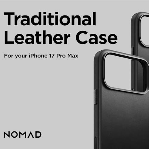 NOMAD Traditional Leather Case Black Compatible with iPhone 17 Pro Max Leather Magsafe Charging Compatible Phone Case for iPhone 17 Pro Max
