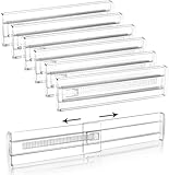 Flearitzo 6 Separadores de Cajones Ajustables Separadores de Cajones de Plástico Separadores Transparentes Expandibles Organizador para Tocador Armario Cocina Dormitorio Tamaño 27,5-52cm