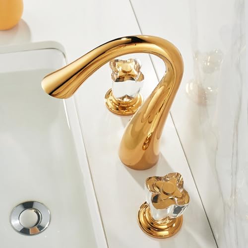 Robinet de lavabo 3 trous eau chaude et froide double levier - 3