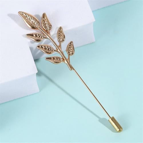 Image of coadipress Gentlemen Gold Silver Leaf Brooches Simple Elegant Retro Double Leaf Collar Pin Brooch Gold Silver Plant Leaves Brooches