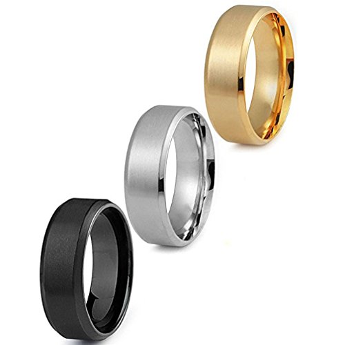 SAINTHERO 8MM Stainless Steel Rings for Men Promise Wedding Engagement Ring Cool Simple Band 3 Pcs a Set (13)