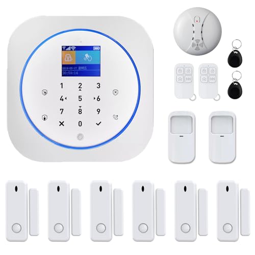Discoball Sistema de seguridad para el hogar, sistema de alarma inalámbrico con sensor de movimiento, sensor de puerta/ventana y control remoto, funciona con Smart Life, aplicación Tuya y Alexa (juego
