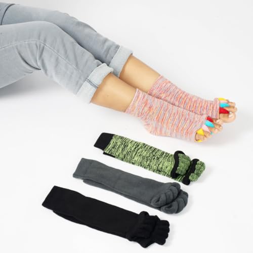 Image of DIRTS Foot Alignment Socks 5 Toe seprator -Easing Bunion, Plantar Fasciitis, Hammer Toes, and Pain Relief |- Size UK6-9 (Grey, M)