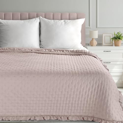 Eurofirany Stillvolle Tagesdecke mit Rüschen LIBI 3 rosa 220 x 240 cm rosa