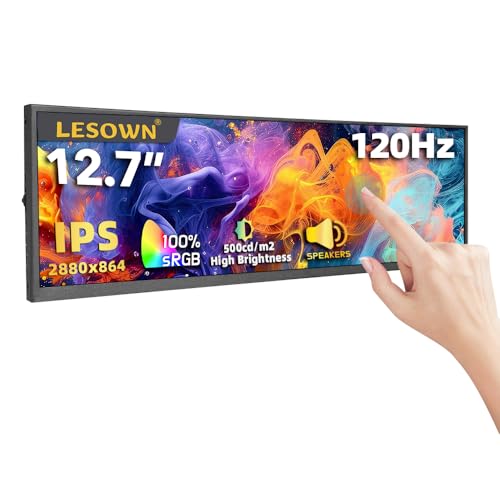 Image of 120Hz 12.7 inch 2.5K QHD IPS 2880x864 Stretched Bar Touch Screen Display HDMI USB C Secondary Monitor for Laptop PC Music Media Timeline Editing