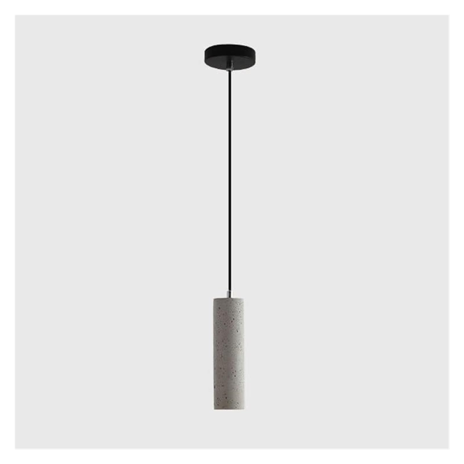KHUKHU LED Long Cylinder Cement Hanging Light Retro Industrial Style Individual Pendant Light Iron Creative Pipe Single Head Chandelier Hotel Bar Loft Bedroom Bedside Lamp(25cm)