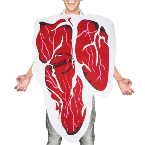Generisch Costume de scène adulte 2026 pour Noël, Halloween, steak (rouge, taille unique)