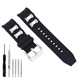 Czjiaqh 26mm men's rubber watch strap compatible with Invicta Russian Diver1242 1595 1799 1800 1928 15561 17263 17818 17945 10051 1090 10134 1440 4338 4578 7239 80114 80120 0059 0518 Outdoor sports waterproof silicone Watch band Accessories Wrist strap bracelet for women (Black with silver metal)