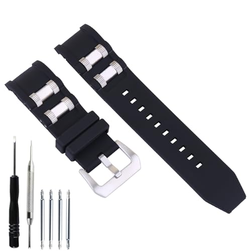 Czjiaqh 26mm men's rubber watch strap compatible with Invicta Russian Diver1242 1595 1799 1800 1928 15561 17263 17818 17945 10051 1090 10134 1440 4338 4578 7239 80114 80120 0059 0518 Outdoor sports waterproof silicone Watch band Accessories Wrist strap bracelet for women (Black with silver metal)