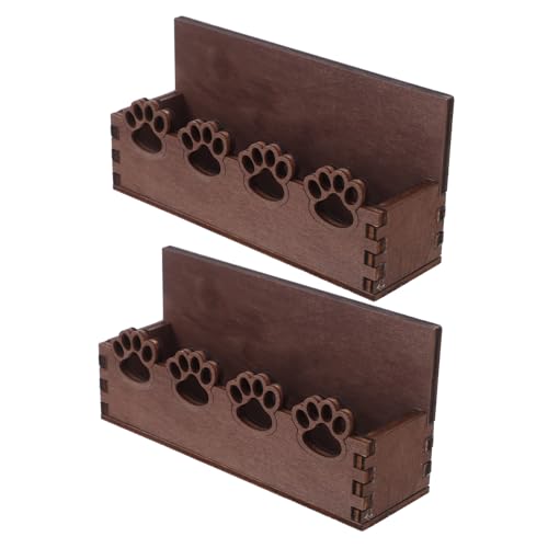 NUOBESTY 2個木製デスクカードホルダー 猫の爪デザイン 名刺 ポストカード整理 卓上オフィス収納スタンド 職場用カード展示会カウンター用