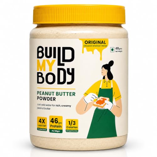 Image of Build My Body | BMB - Original Peanut Butter Powder | 46g Protein | Makes 900g Peanut Butter Spread | Classic American Taste | No Preservatives | 1 /3 the Calories | 4x Less Fat | Spread, Blend, Mix or Bake | Perfect for Every Protein Fix | 410 g