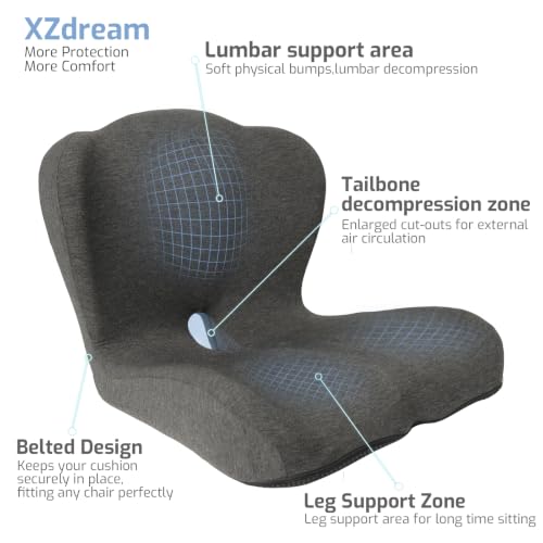 Image of Memory Foam Seat Cushion,Office Chair Cushion with Lumbar Support for Back Pressure Relief, Car Seat Cushion with Adjustable Strap,Sciatica Pad Cushions for Car,Truck, Desk (Black)