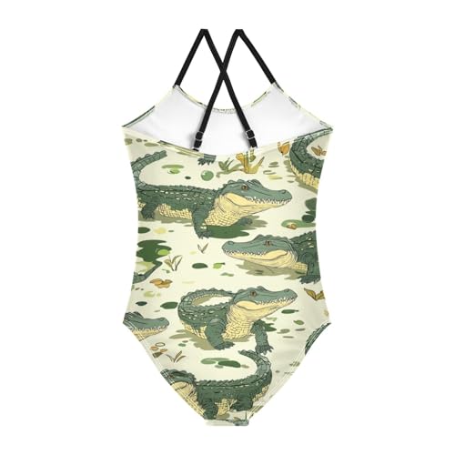 ZZKKO Green Crocodiles Girls Swimsuit One Piece Bathing Suit for Baby Girls' Swimwear 3-10T2