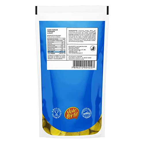 Azeitona Verde em Conserva Light Vale Fértil Sachê 150g, Pequeno