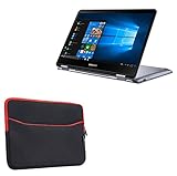 BoxWave Case Compatible with Samsung Notebook 7 Spin 13.3 (NP730QAA) - SoftSuit with Pocket, Soft Pouch Neoprene Cover Sleeve Zipper Pocket - Jet Black with Red Trim