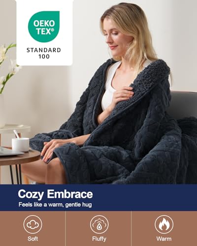 Super Fuzzy Soft Sherpa Fleece Weighted Blanket, 15 lbs Dual Sided Fluffy Heavy Weighted Blankets for Adults - No Bunching with Double Layers of Soft Inner Lining (60"x 80", 15 Pounds)