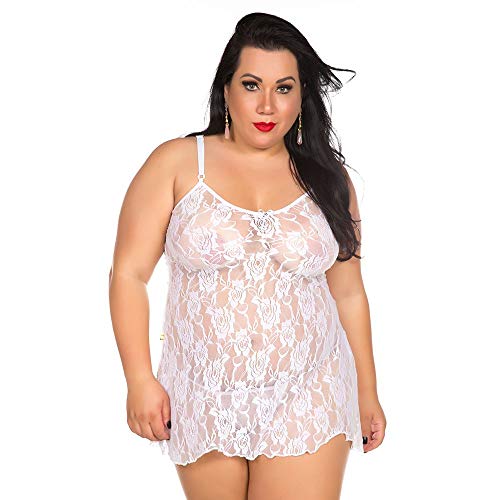 Kit Conjunto de Lingerie Camisola Em Renda Plus Size Gigi