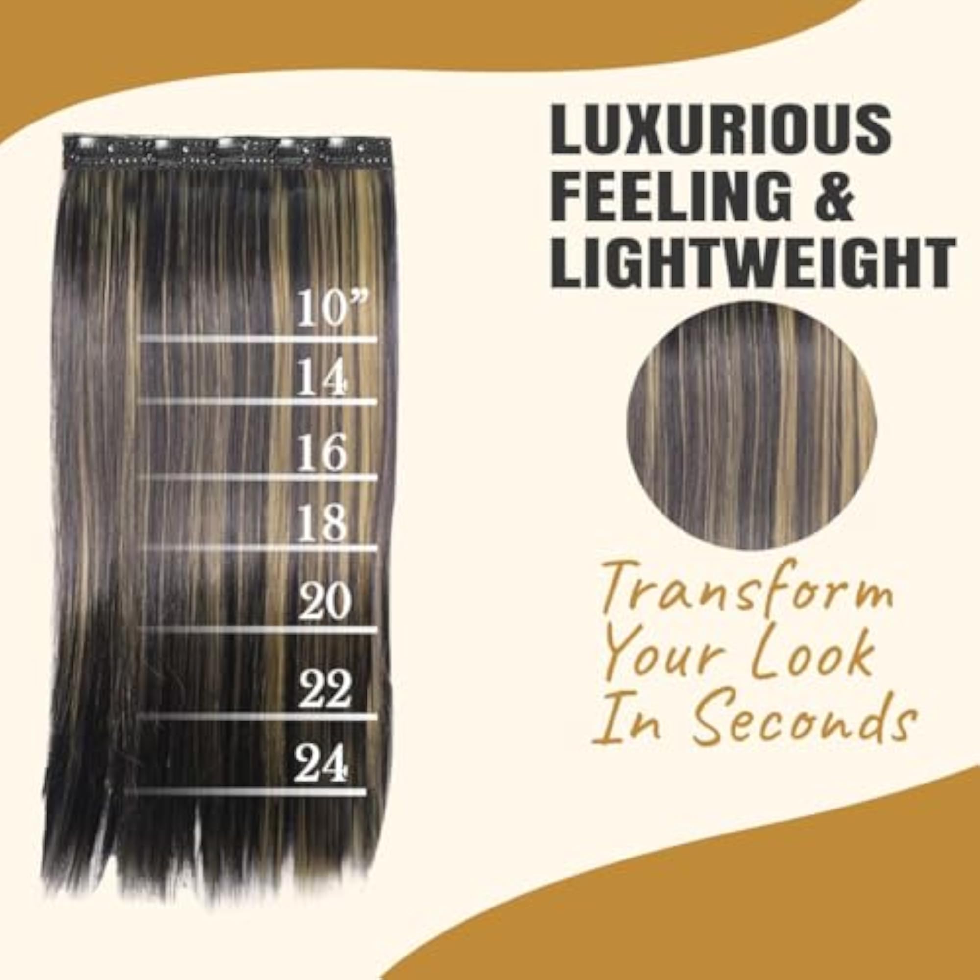 Dark Brown Highlighted Clip-In Synthetic Hair Extension