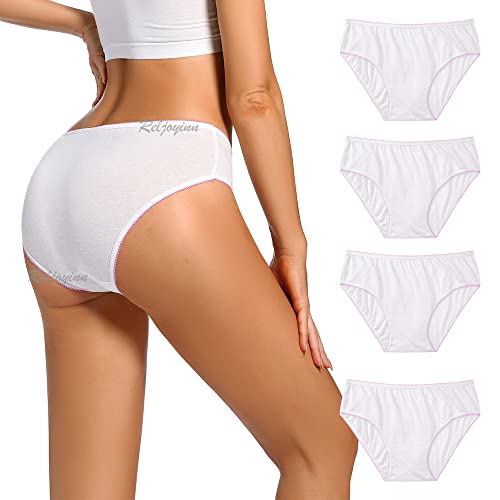 Women’s 100% Cotton Disposable Underwear Mid waist Panties for Travel Hospital Stays Underpants White(10pack)
