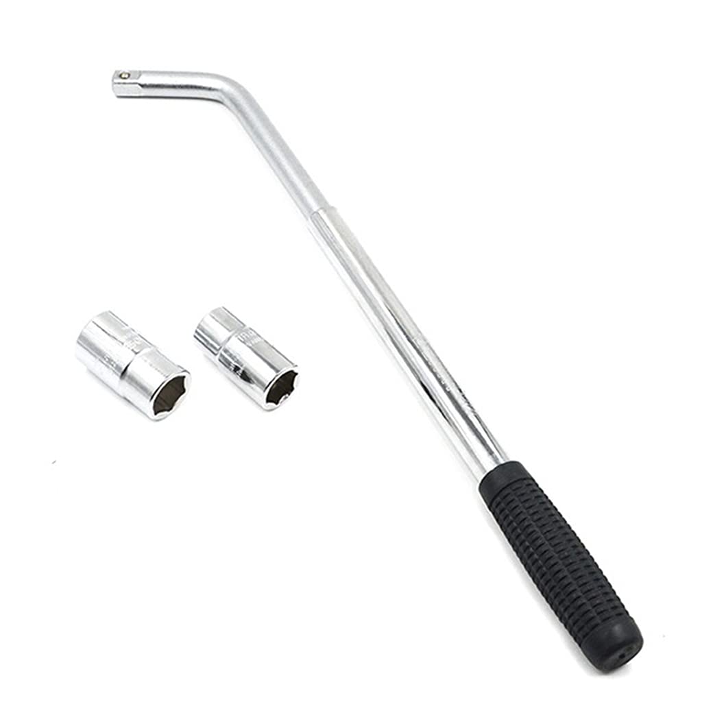 Teleskop Radmutternschlüssel, ausziehbarer Radschlüssel mit 17/19 mm und 21/23 mm Standard Steckschlüsseleinsätzen, rutschfest, langlebig, einziehbarer Teleskop Radmutternschlüssel