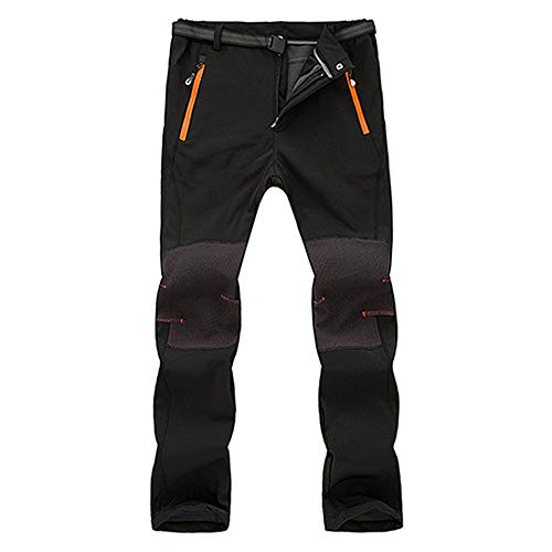 Xmiral Pantaloni Uomo Impermeabile Antivento Escursionismo Outdoor Caldo Inverno Pantaloni Spessi con Velluto (4XL,Plus Velvet-4- Uomo-Nero)