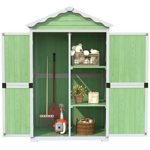 Abri de jardin - Abri de jardin - Armoire à outils en bois - Abri de rangement pour jardin, terrasse - Résistant à la décoloration - Résistant aux intempéries - Sûr et protégé - Vert