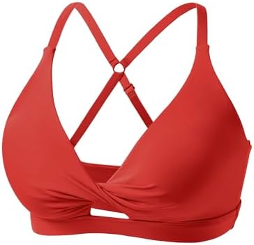 Padded Sports Bras for Women - Strappy Sports Bra Workout Tops for Women Twist Front Gym Tops