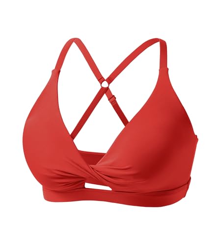 Image of Padded Sports Bras for Women - Strappy Sports Bra Workout Tops for Women Twist Front Gym Tops