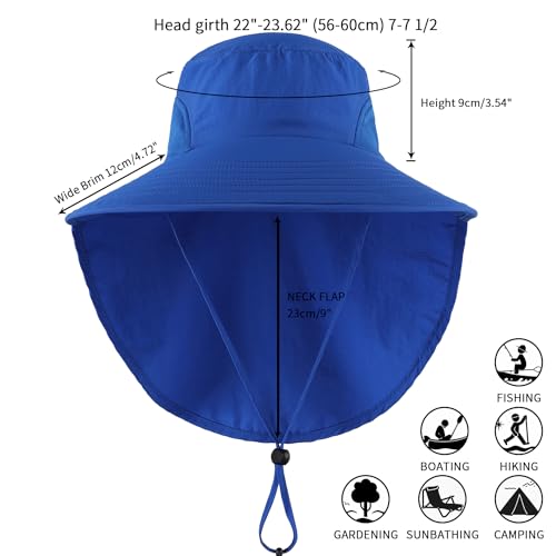 Image of Home Prefer Outdoor UPF50+ Sun Hat Wide Brim Mesh Fishing Hat with Neck Flap