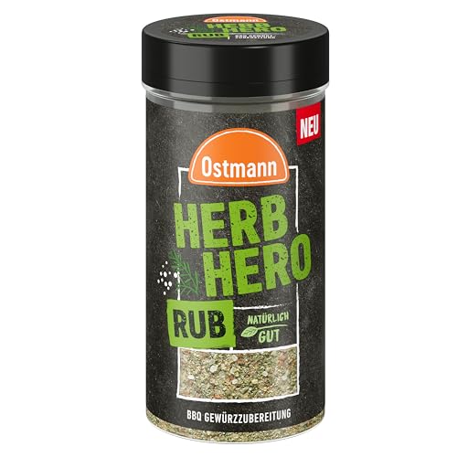 Ostmann Gewürze - Herb Hero Rub | Trockenmarinade mit mediterraner Kräuternote | BBQ-Gewürz für Salatdressings, Kräuterbutter, Grillfleisch und Co. | 120 g im Streuer