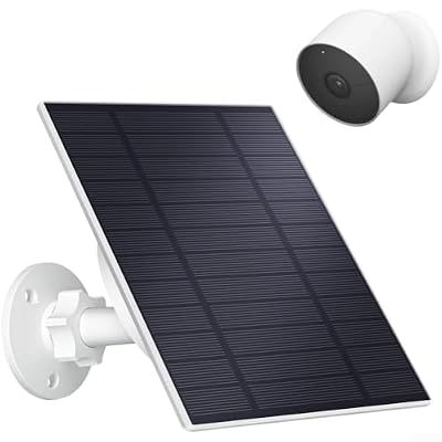 Hosrivae 5W Solar Panel for Security Camera with4m Magnetic Cable, IP66 Waterproof Monocrystalline Photovoltaic Charger, 360°Adjustable Bracket