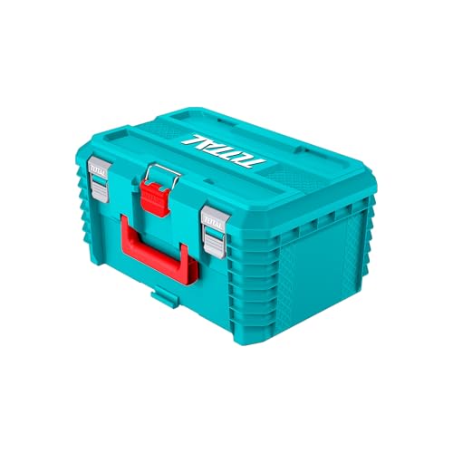 TOTAL 19 Stackable Deep Tool Box with Foam Insert Turquoise 480x320x248mm Polypropylene Storage Case Compatible with Rolling Board and Hand Truck Model TPBXS103