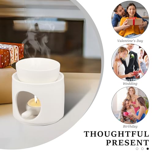 Brûleur d'encens en céramique blanche - Lot de 2 supports parfumés pour huiles essentielles - 6