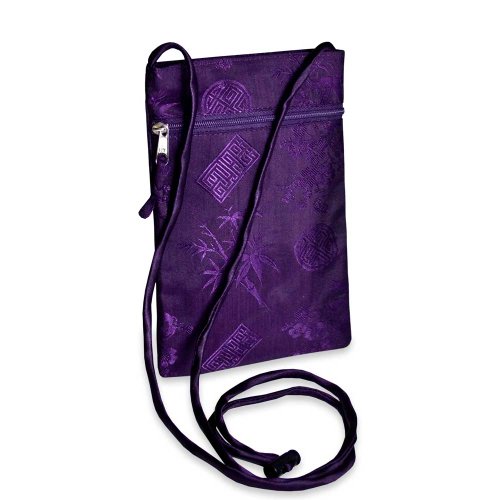 Travel Neck Pouch - Silk Jacquard (Deep Purple)