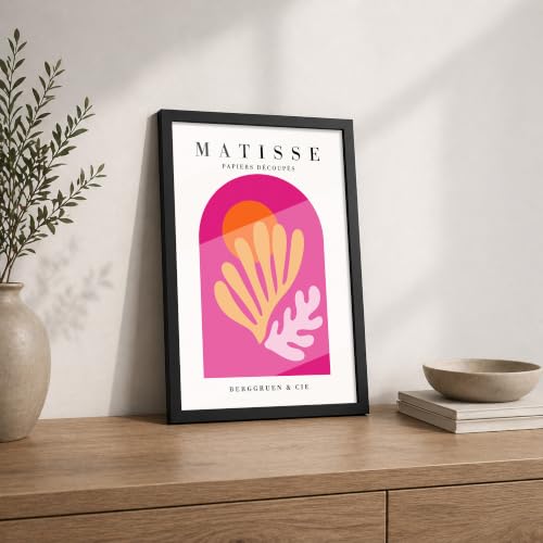 Image of Abstract Cut-Outs Premium Framed Wall Poster (12x18 Inch) | Pink Orange & Cream Botanical Wall Art | Modern Colorful Aesthetic Decor for Bedroom, Living Room, Office & Workspace | Ready-to-Hang Frame