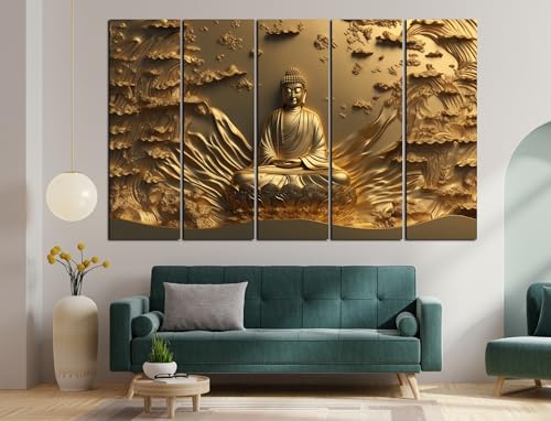 Image of CN RETAILS Lord Budha Beautiful flowers painting with frame Big Size(48x30) Wall art for living room,Bedroom,Drawing room,Hotels-Wooden Framed-Digital Painting ss04 05
