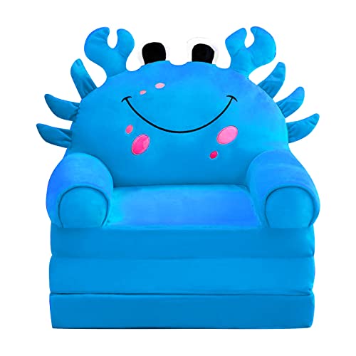 Momolaa Juego de cojines plegables de felpa para niños, respaldo 2 en 1, sofá plegable para niños, sofá de dibujos animados, sofá cama plegable para cojín de gel (A-E, talla única)