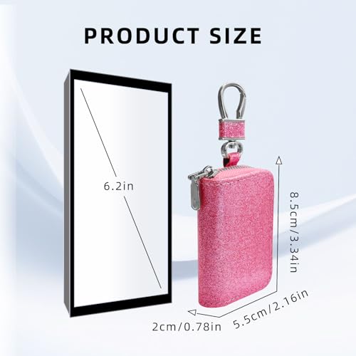 AdiStylinno Autoschlüssel Tasche, PU Leder Schlüsseletui mit Reißverschluss Schlüsseltasche Multifunktionale Schlüsselbund Tasche Mode Schlüsselmäppchen für Damen (Pink)
