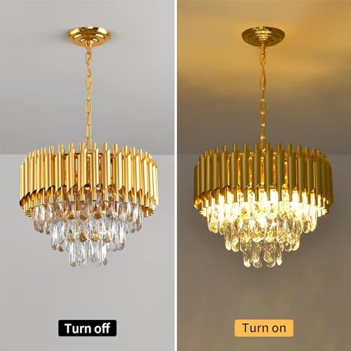 Image of Virya Chandelier for Living Room Modern Ceiling Light Jhumar for Hall Light for Living Room (Golden, 400mm)